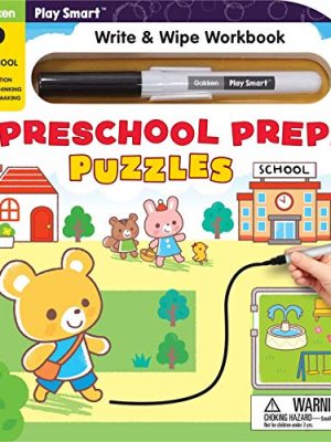 Play Smart Preschool Prep! Puzzles Ages 2-4: At-Home Write and Wipe Workbook with Erasable Pen